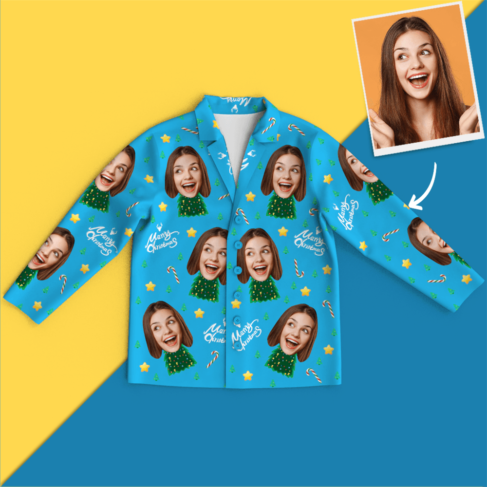 Christmas Gifts Custom Face On Pajamas Christmas Tree Pajamas - auphotoblanket