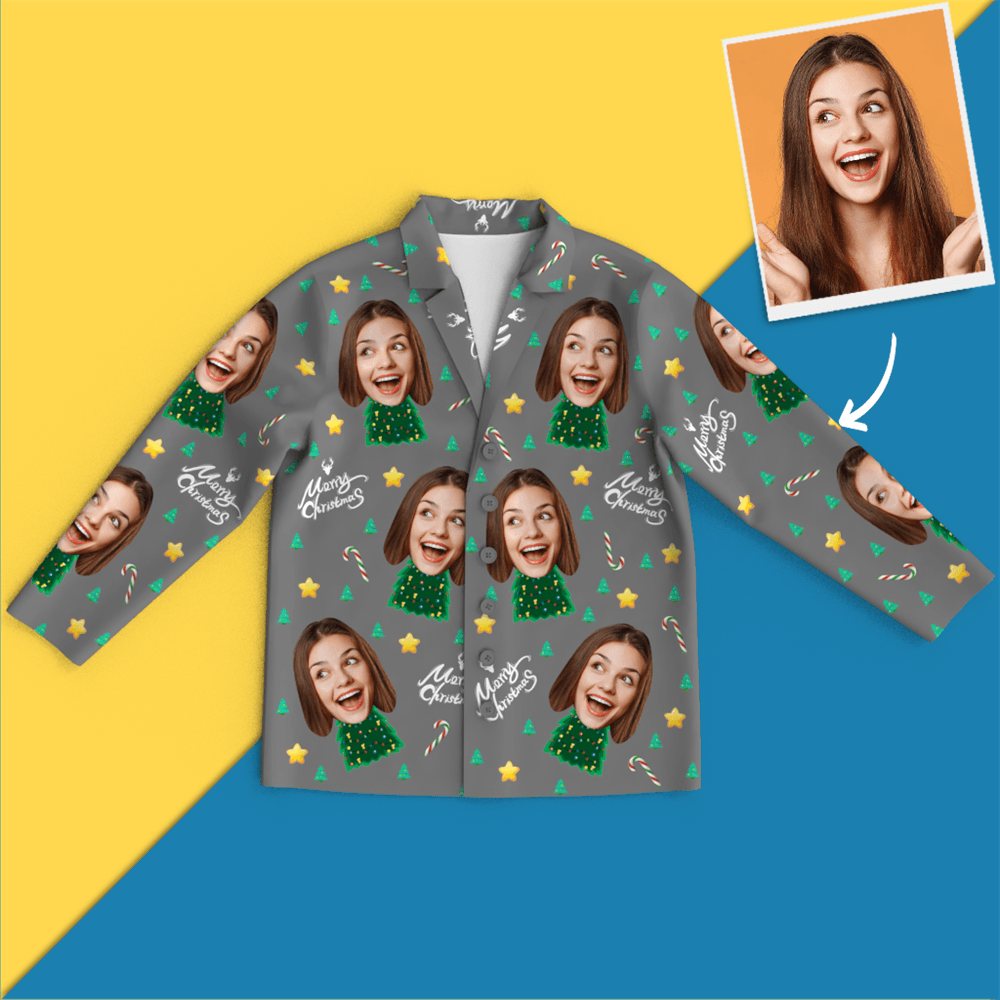 Christmas Gifts Custom Face On Pajamas Christmas Tree Pajamas - auphotoblanket