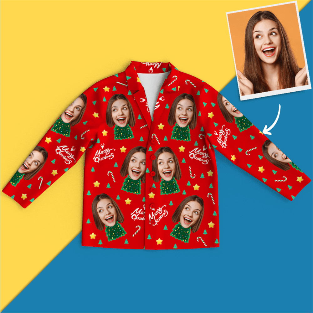 Christmas Gifts Custom Face On Pajamas Christmas Tree Pajamas - auphotoblanket