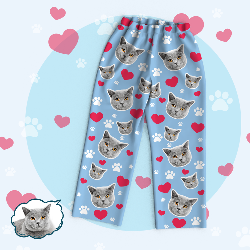 Custom Cat Face Photo Pajamas Suit - Unique Pet Gifts Idea - auphotoblanket