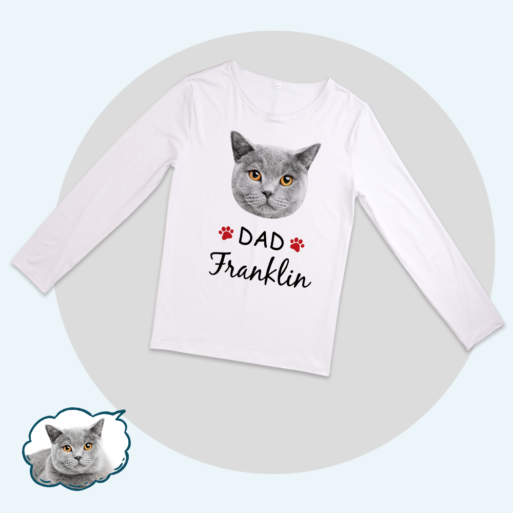 Custom Family Pajama Tops Add Photo And Name - Cat Face - auphotoblanket