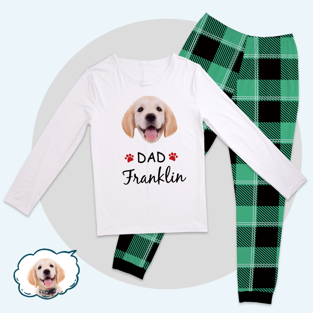 Custom Family Pajama Tops Add Photo And Name - Dog Face - auphotoblanket