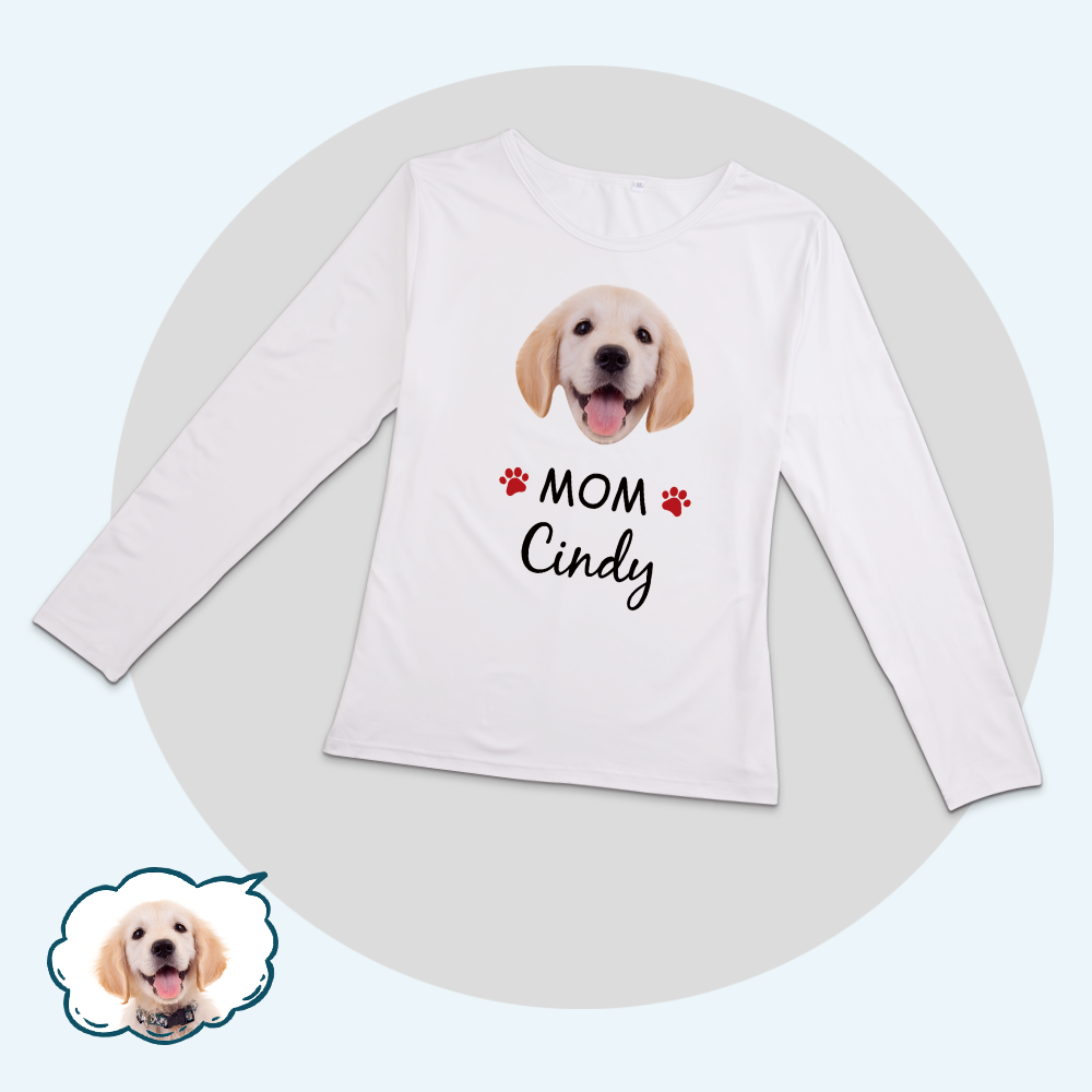 Custom Family Pajama Tops Add Photo And Name - Dog Face - auphotoblanket