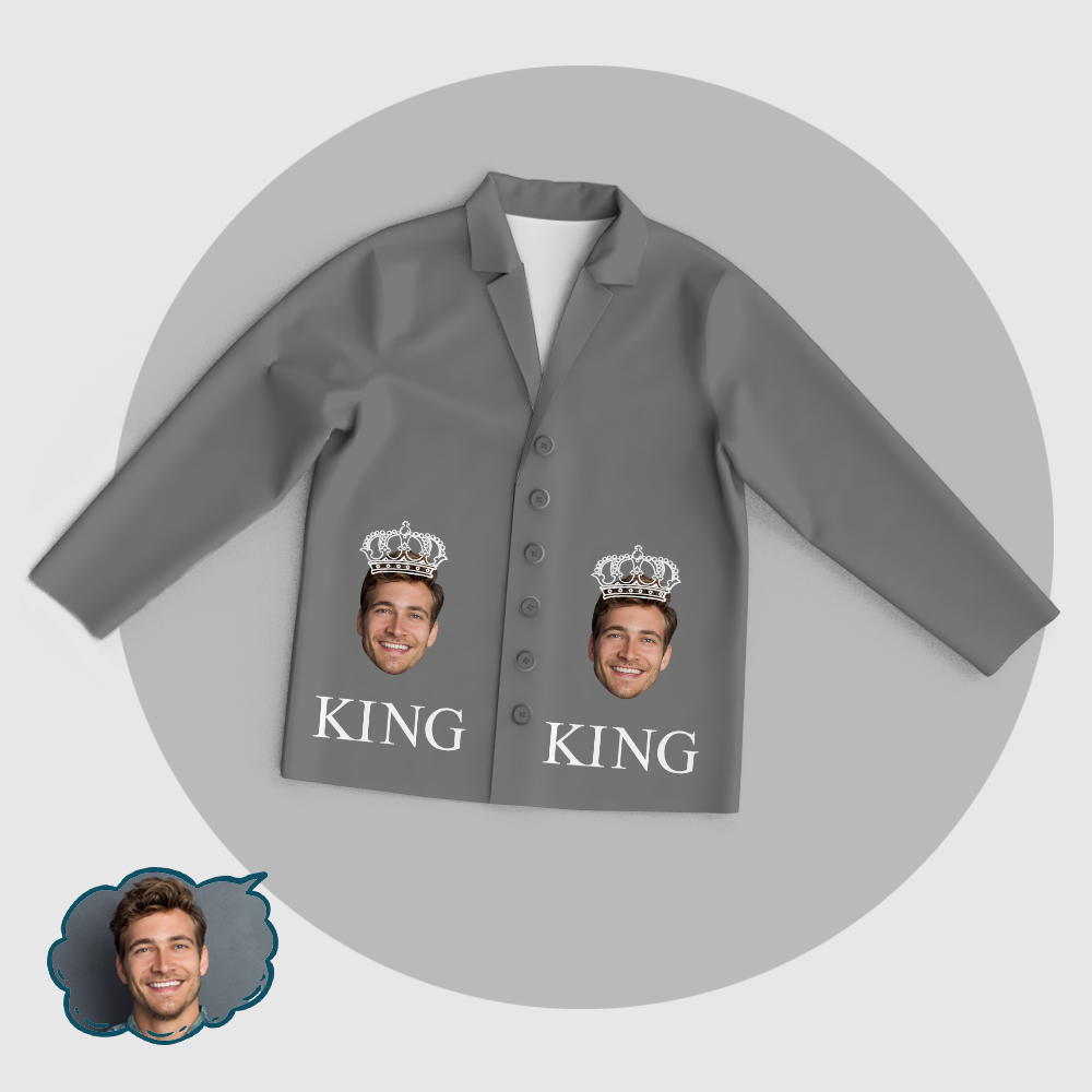 Personalized Men's King Pajamas Set Add Your Photo - auphotoblanket