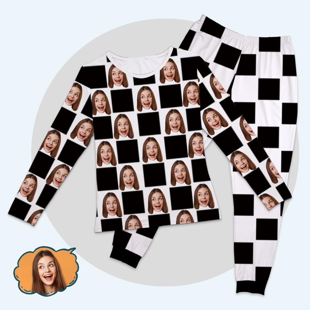Custom Face Family Pajama Tops With Chess Board - auphotoblanket
