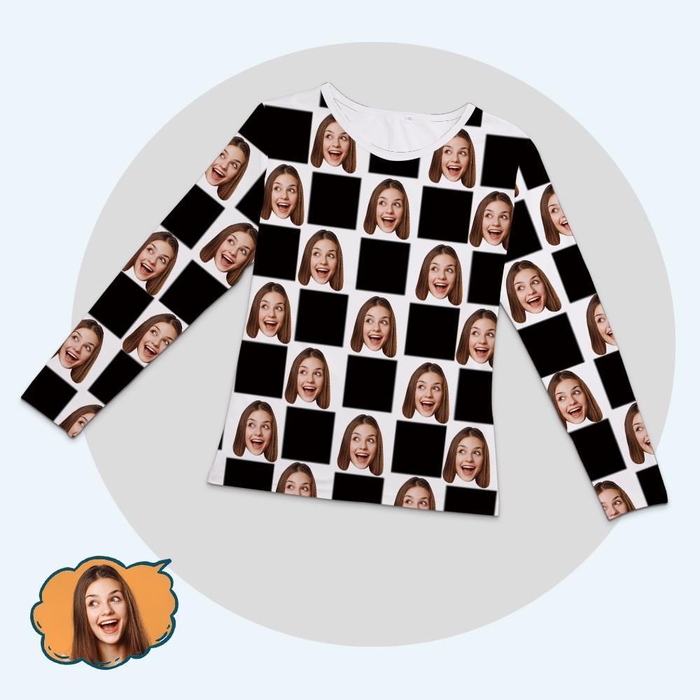 Custom Face Family Pajama Tops With Chess Board - auphotoblanket
