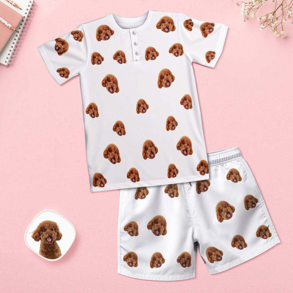 Custom Face Pajamas White Funny Pet Face Women Short Pajama Set Gift for Women - auphotoblanket
