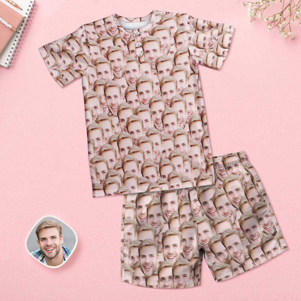 Custom Face Pajamas Mash Face Women Short Pajama Set Gift for Her - auphotoblanket