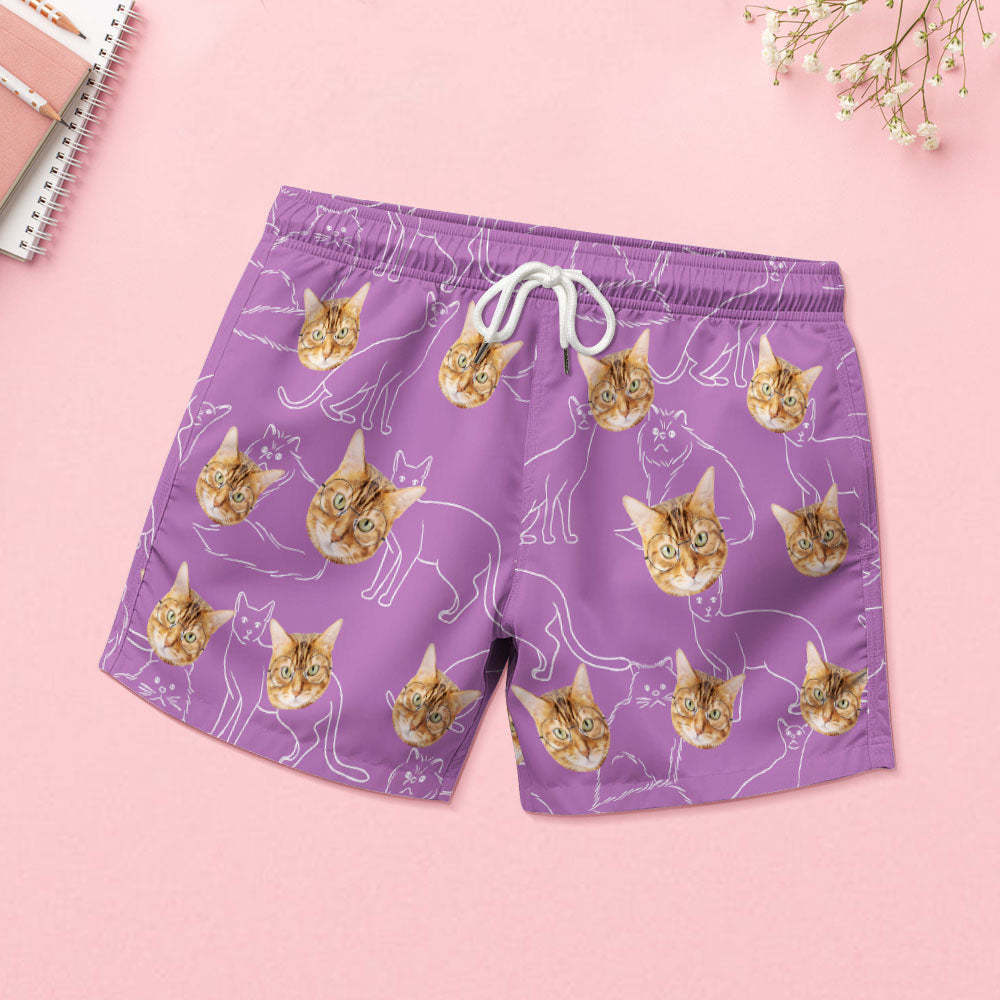 Custom Face Pajamas Cat Face Women Short Pajama Set Gift for Pet Lover - auphotoblanket