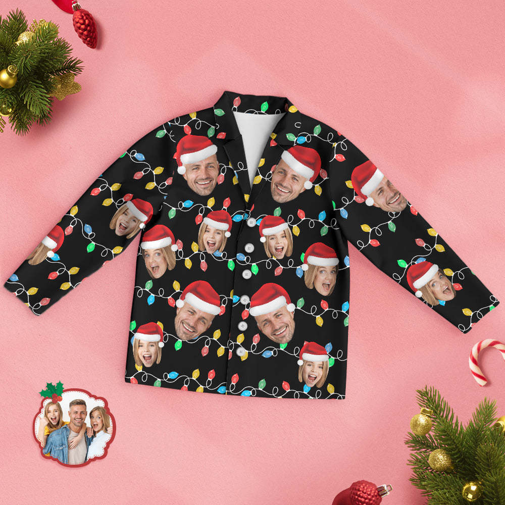 Custom Face Pajama Personalized Photo Christmas Family Xmas Leds Pajamas - auphotoblanket