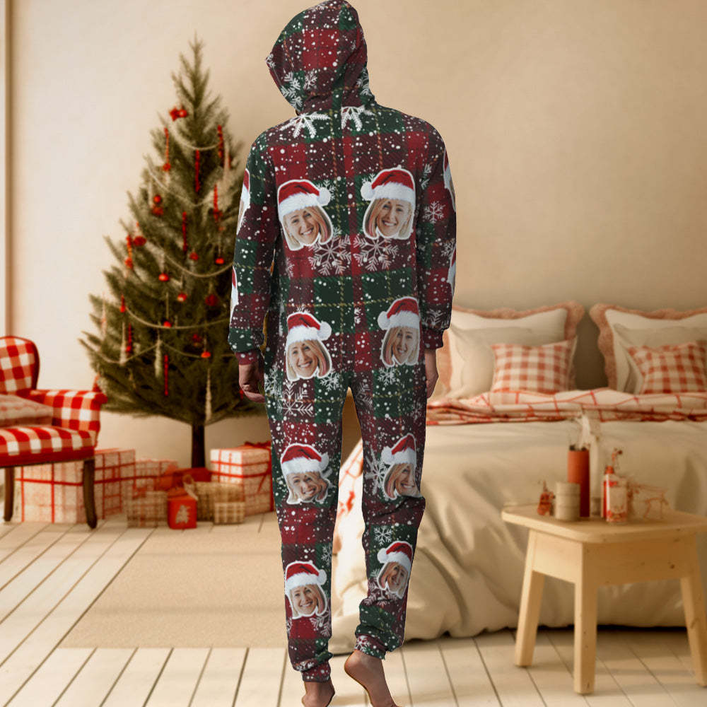 Custom Face Classic Christmas Onesies Pajamas One-Piece Sleepwear Christmas Gift - auphotoblanket