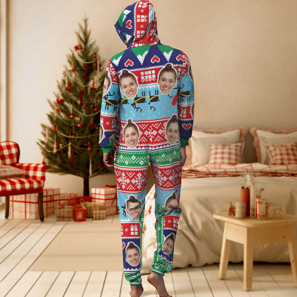 Custom Face Onesies Pajamas Class Christmas One-Piece Sleepwear Christmas Gift - auphotoblanket