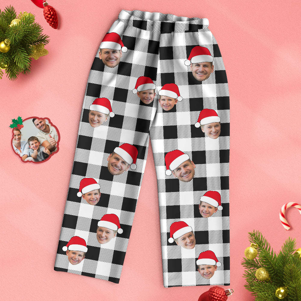 Custom Face Pajama Personalized Photo Christmas Family Buffalo Plaid Pajamas - auphotoblanket