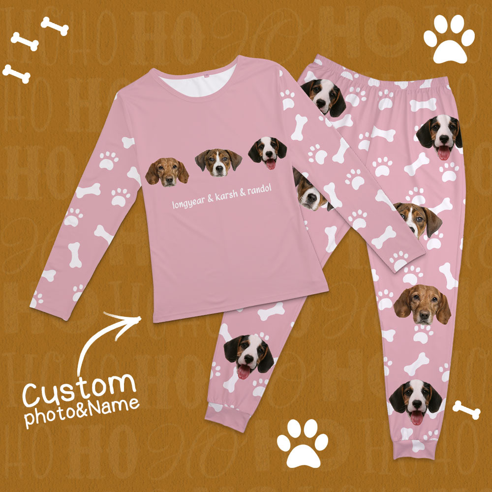 Custom Photo Pet Faces - Gift For Dog Lovers, Cat Lovers - Personalized Unisex Pajamas Set - auphotoblanket