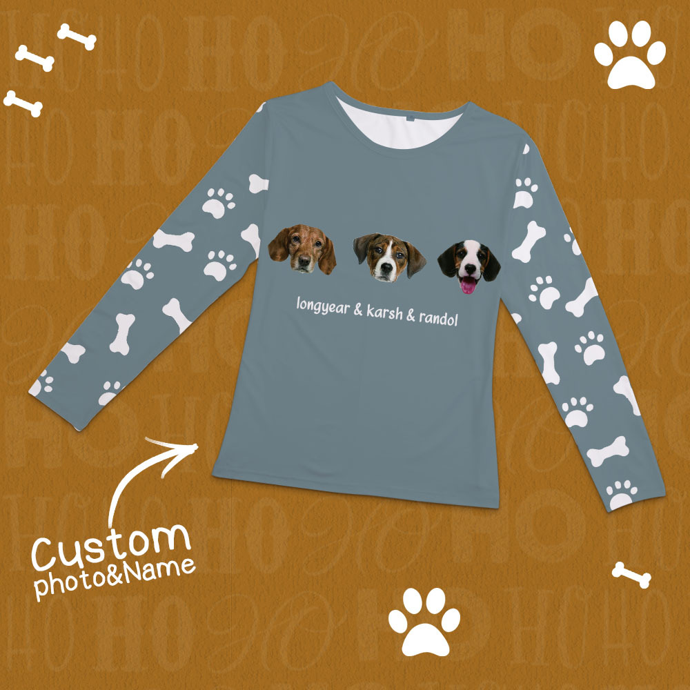Custom Photo Pet Faces - Gift For Dog Lovers, Cat Lovers - Personalized Unisex Pajamas Set - auphotoblanket