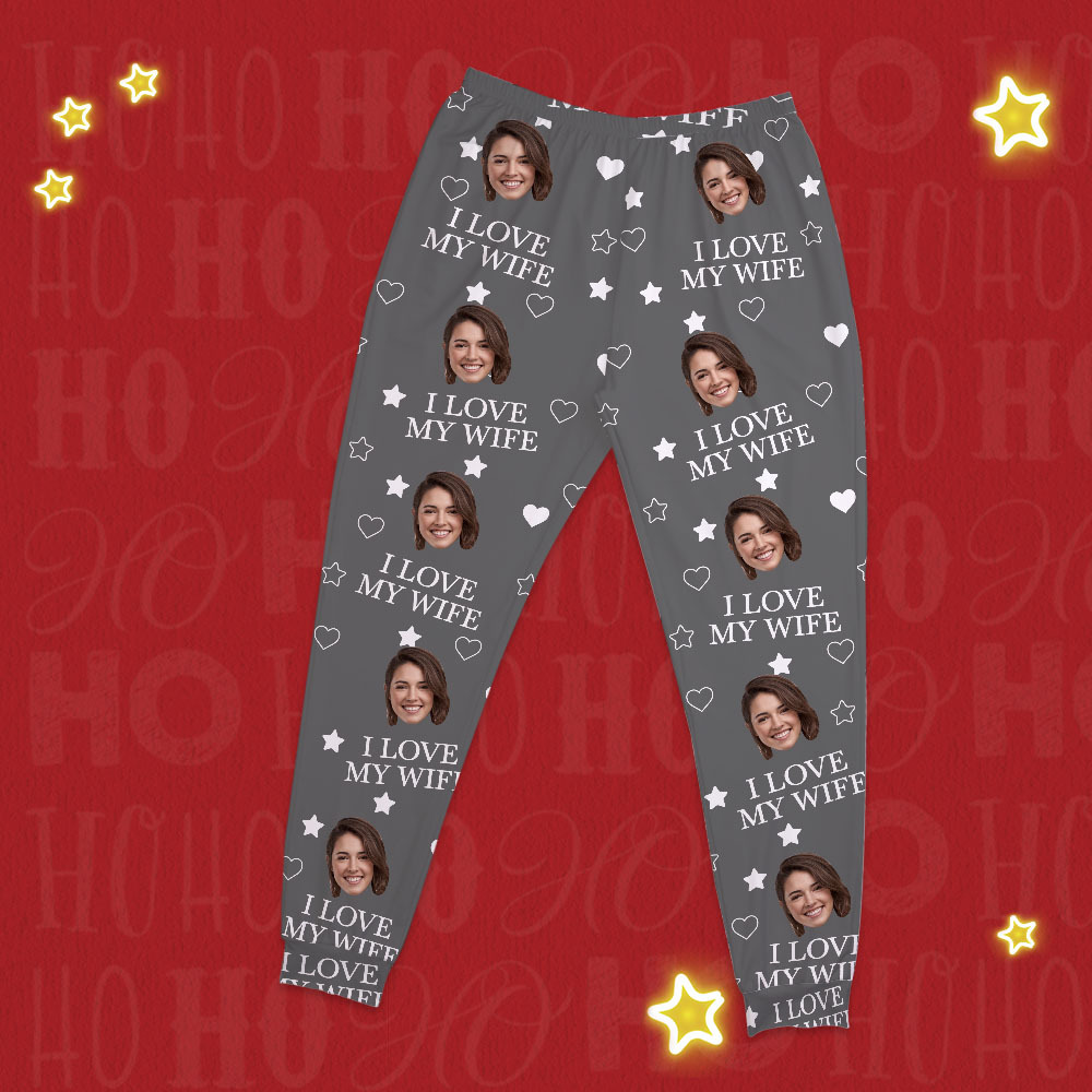 Custom Photo Funny I Love My Lover - Personalized Pajama Pants