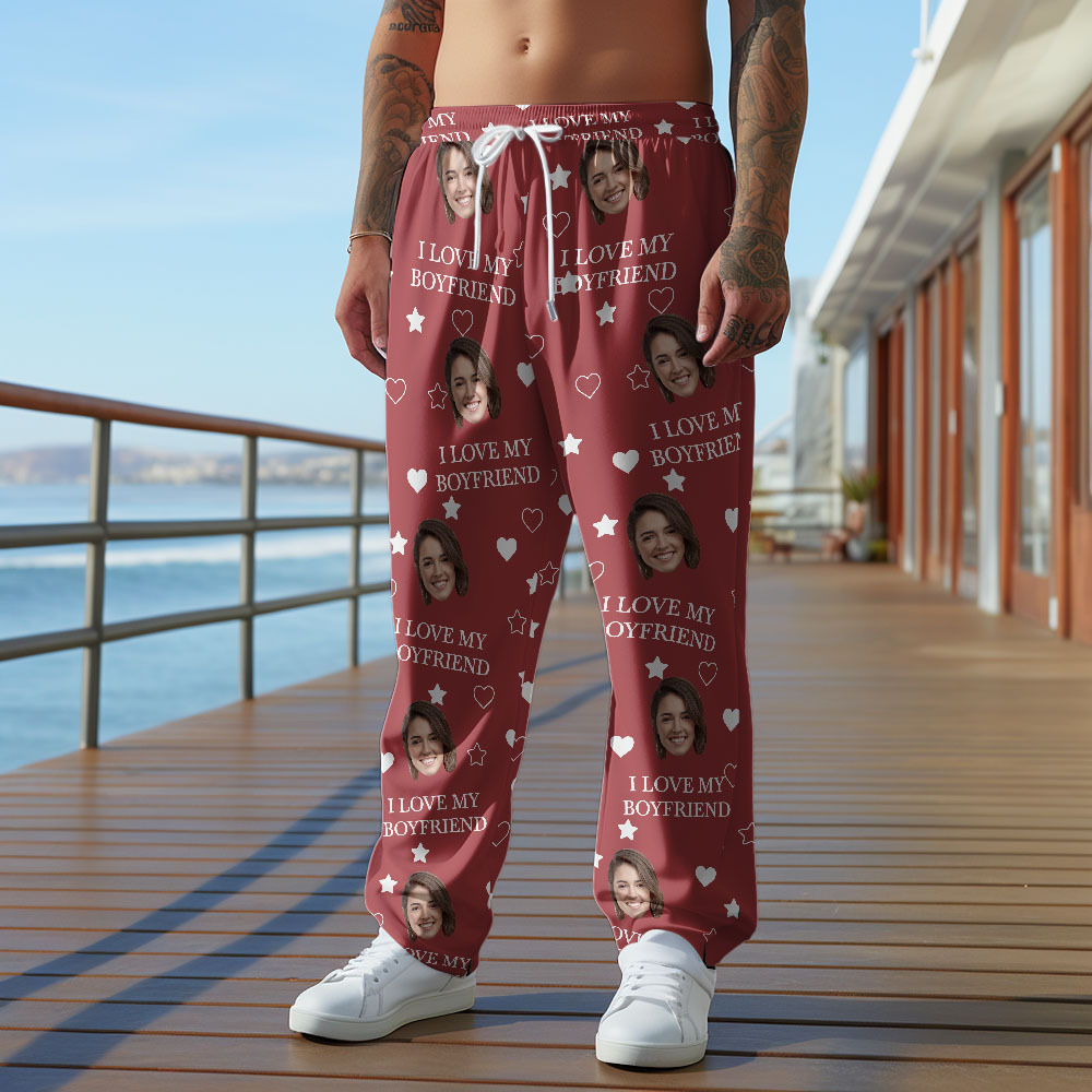 Custom Photo Funny I Love My Lover - Personalized Pajama Pants