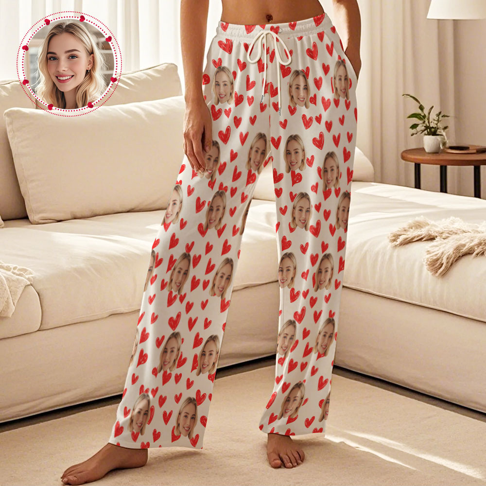 Custom Multiple Hearts Pajama Pants Personalized Trousers Sleepwear Couple Pajamas Pants - auphotoblanket