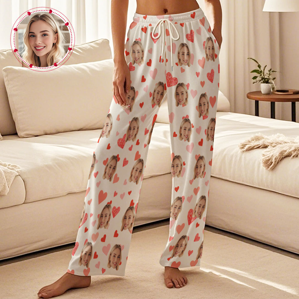 Custom Multiple Hearts Pajama Pants Personalized Trousers Sleepwear Couple Pajamas Pants - auphotoblanket