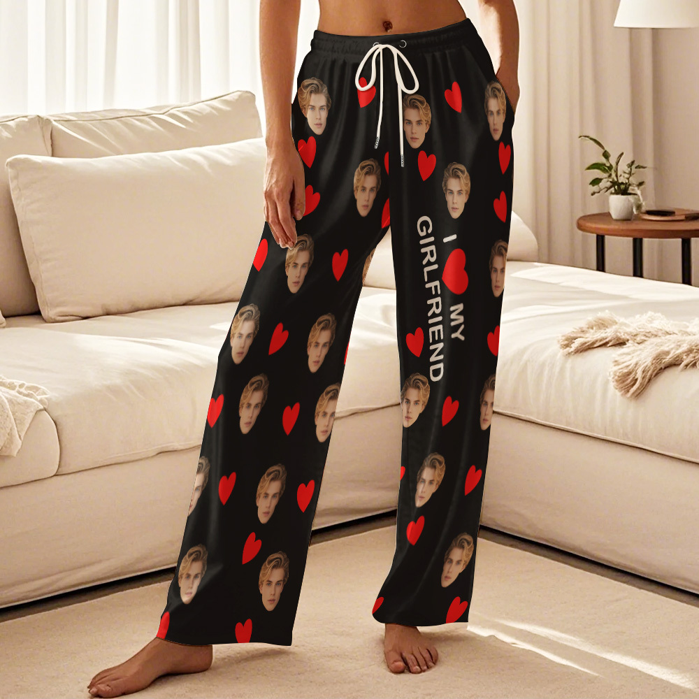 Custom Face Pajama Pants Personalized I Love My Honey Pajamas Pants Valentine's Day Gifts - auphotoblanket