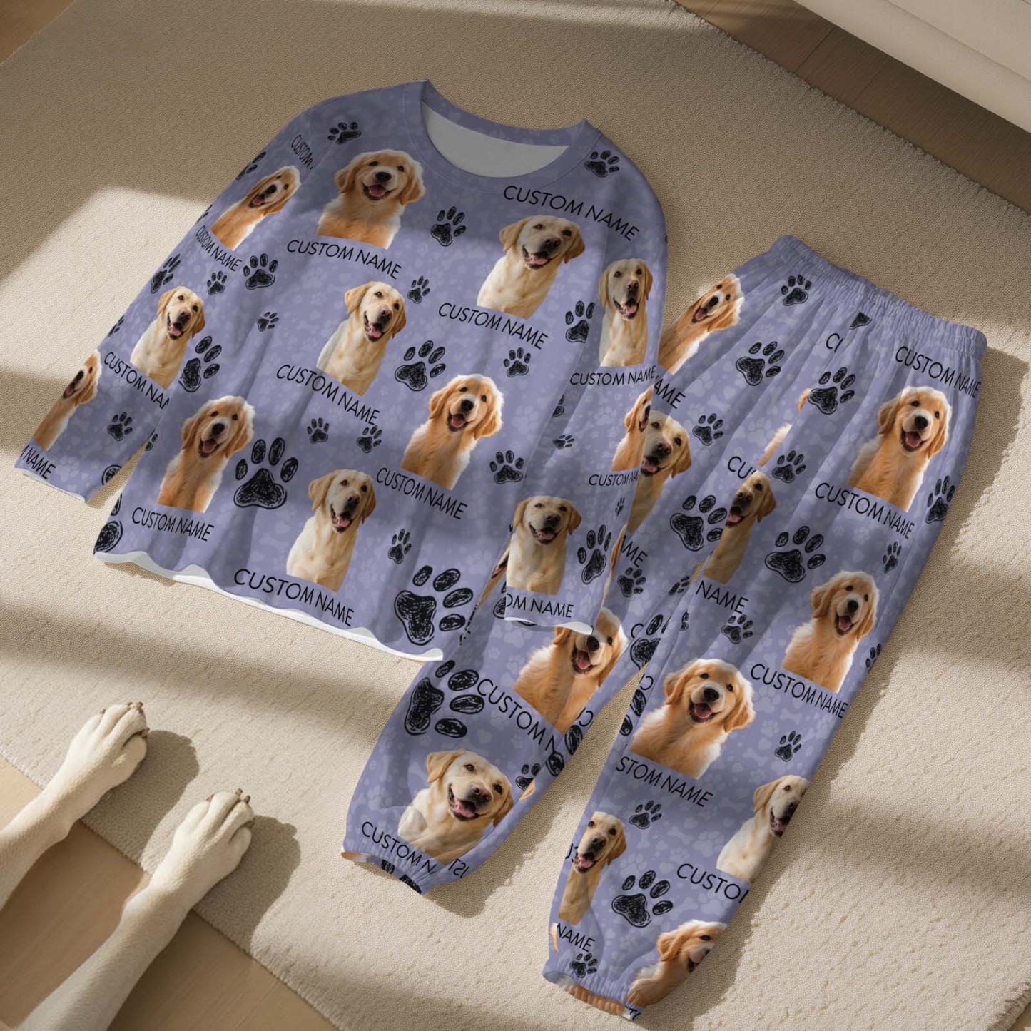 Custom Photo With Paw For Dog Lovers Sleepwear