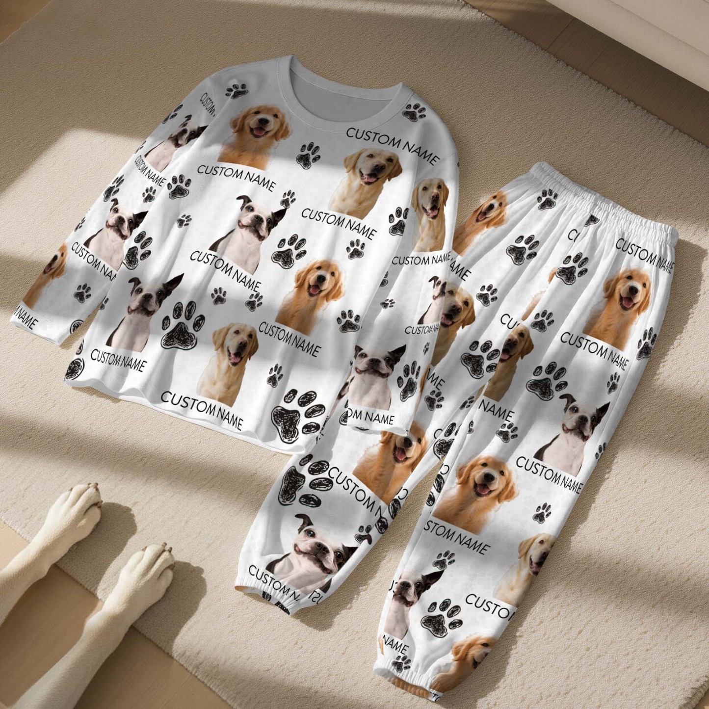 Custom Photo With Paw For Dog Lovers Sleepwear
