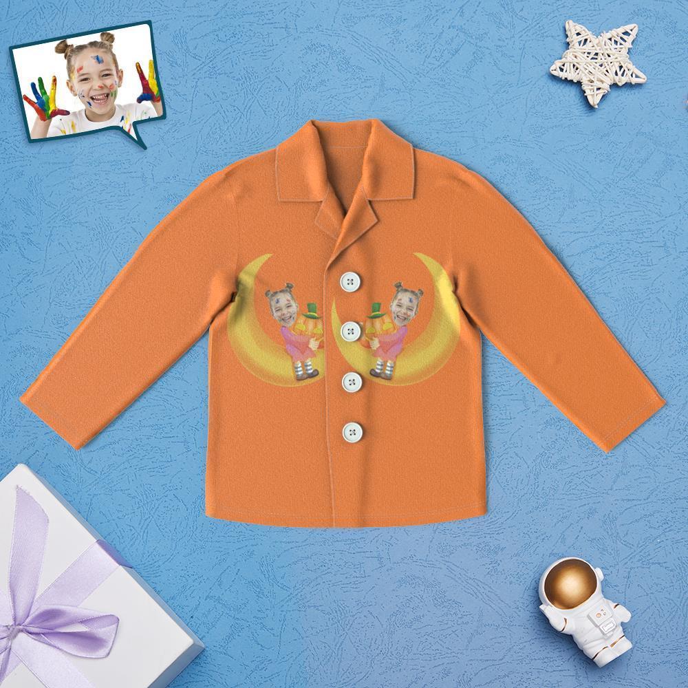 Custom Face Children's Halloween Elements Pajamas For Kids Moon Funny Pyjamas - auphotoblanket