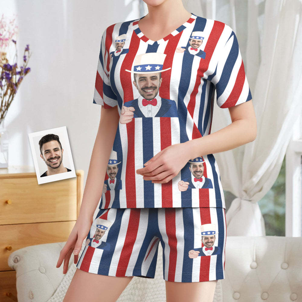 Custom Face Pajamas I Want You Short Pajama Set Gift for Women - auphotoblanket