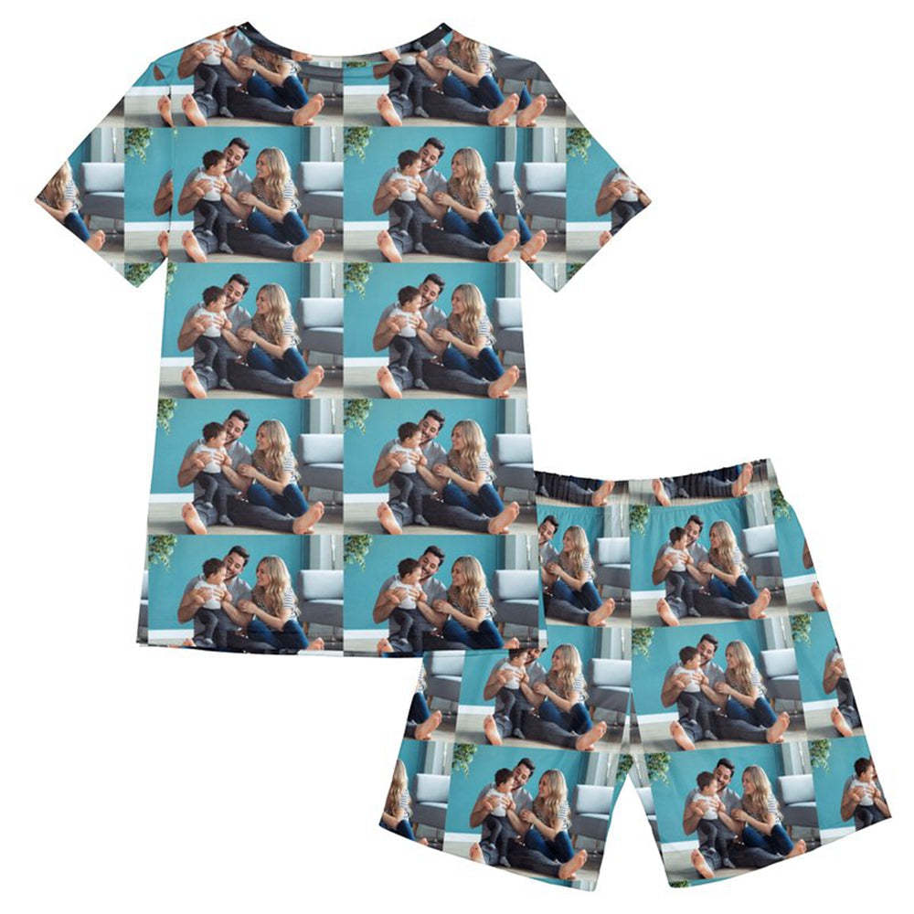 Custom Photo Pajamas Loving Family Short Pajama Set Gift for Women - auphotoblanket
