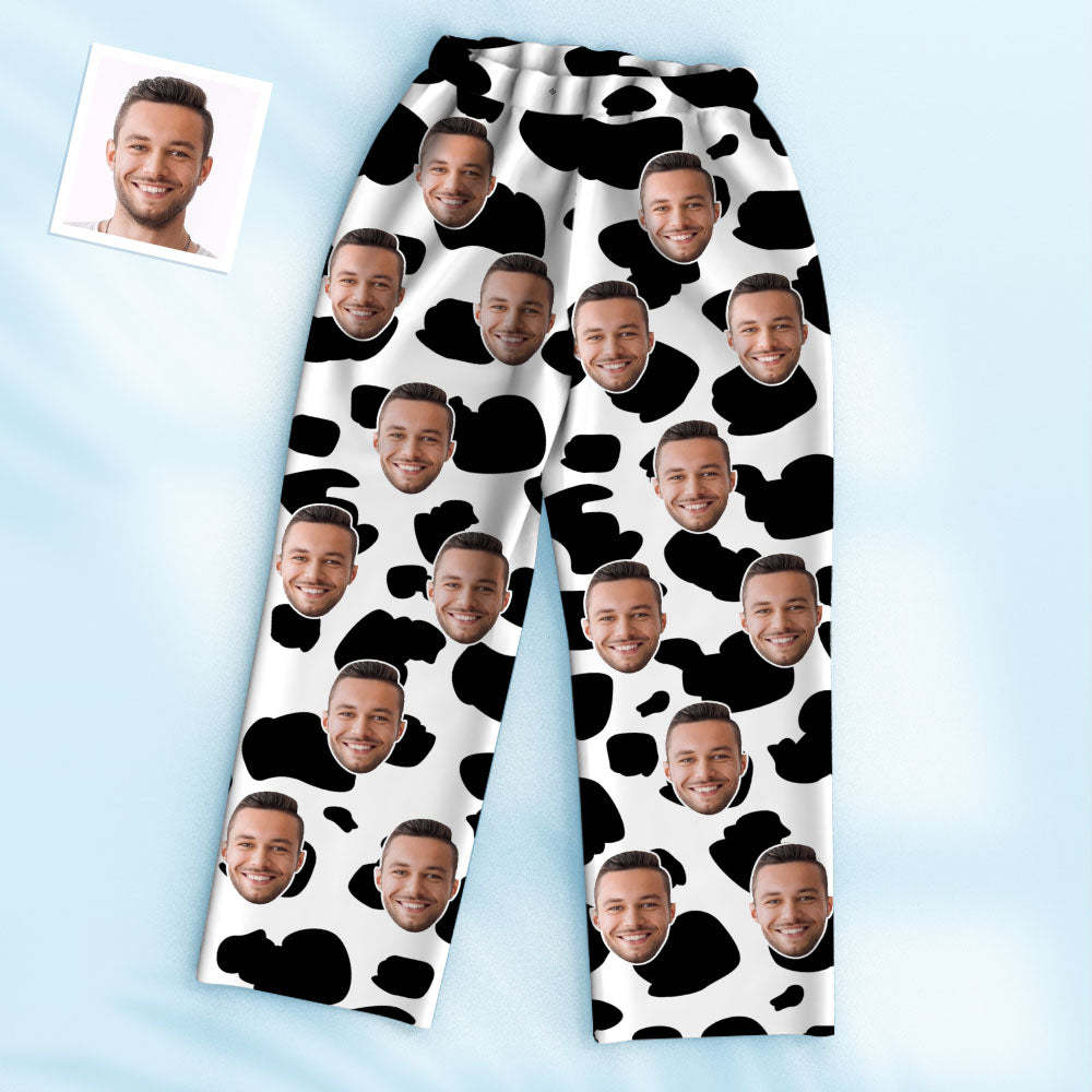 Custom Photo Face Pajama Cow Texture Funny Gifts - auphotoblanket