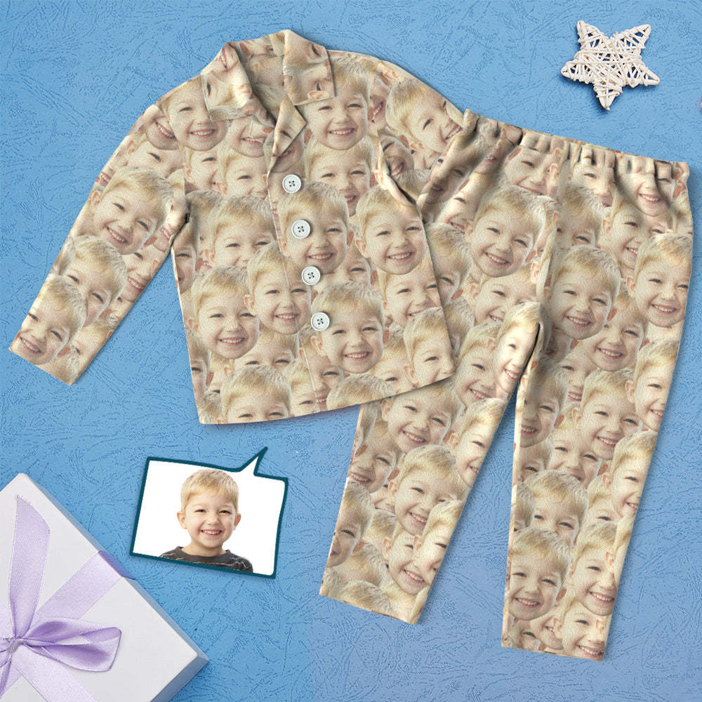 Custom Face Children's Pajamas - Face Mash - auphotoblanket