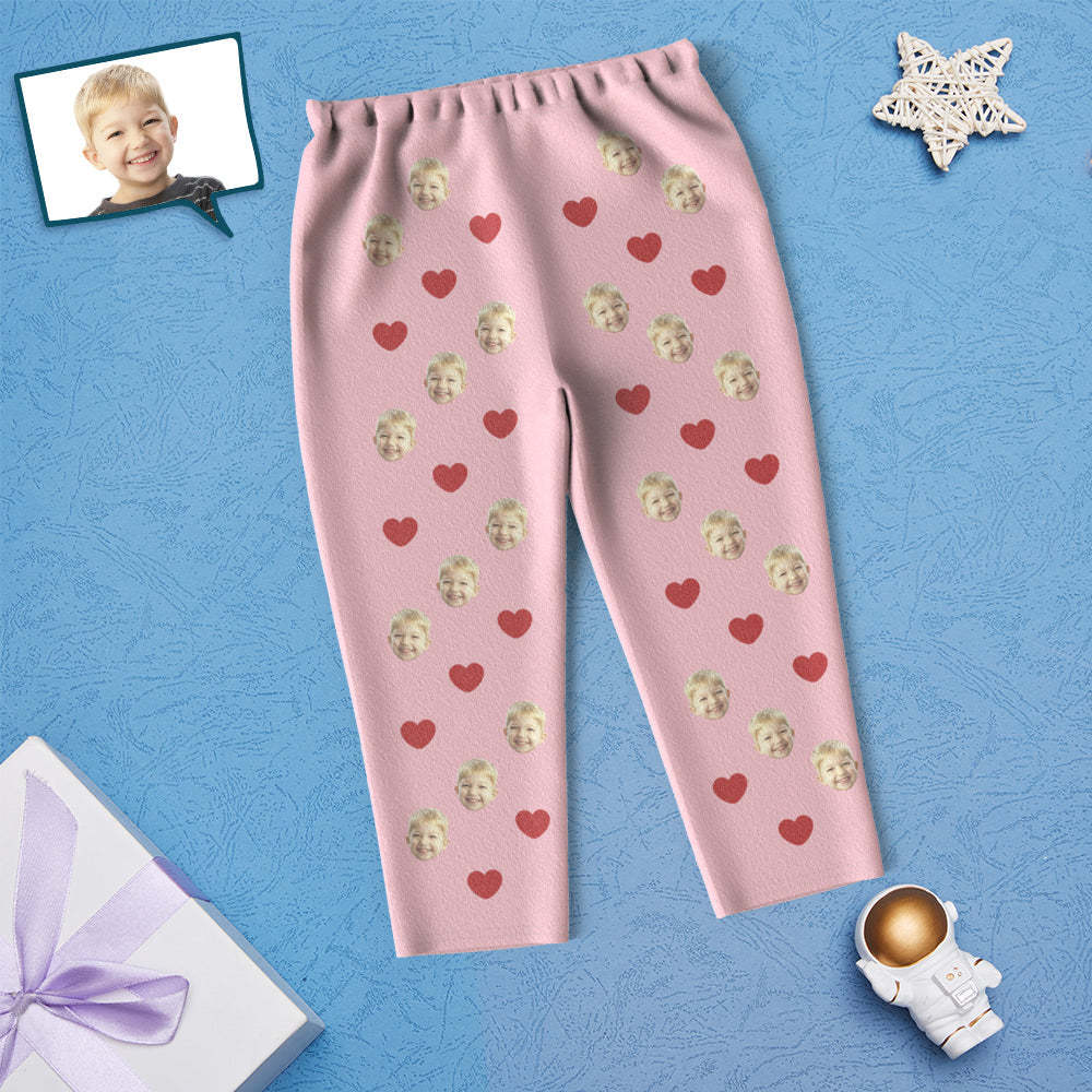 Custom Face Children's Pajamas Personalized Kid's Sleepwear - Love Heart - auphotoblanket