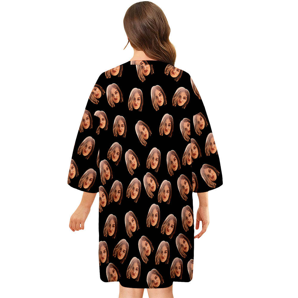 Custom Photo Face Nightdress Personalized Women's Oversized Colorful Nightshirt Gifts For Women - auphotoblanket