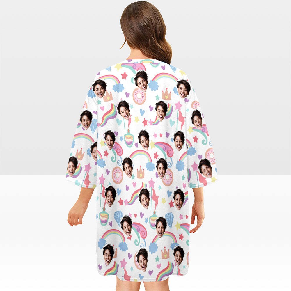 Custom Face Nightdress Personalized Women's Oversized Nightshirt Dream Girl Colorful Gift - auphotoblanket