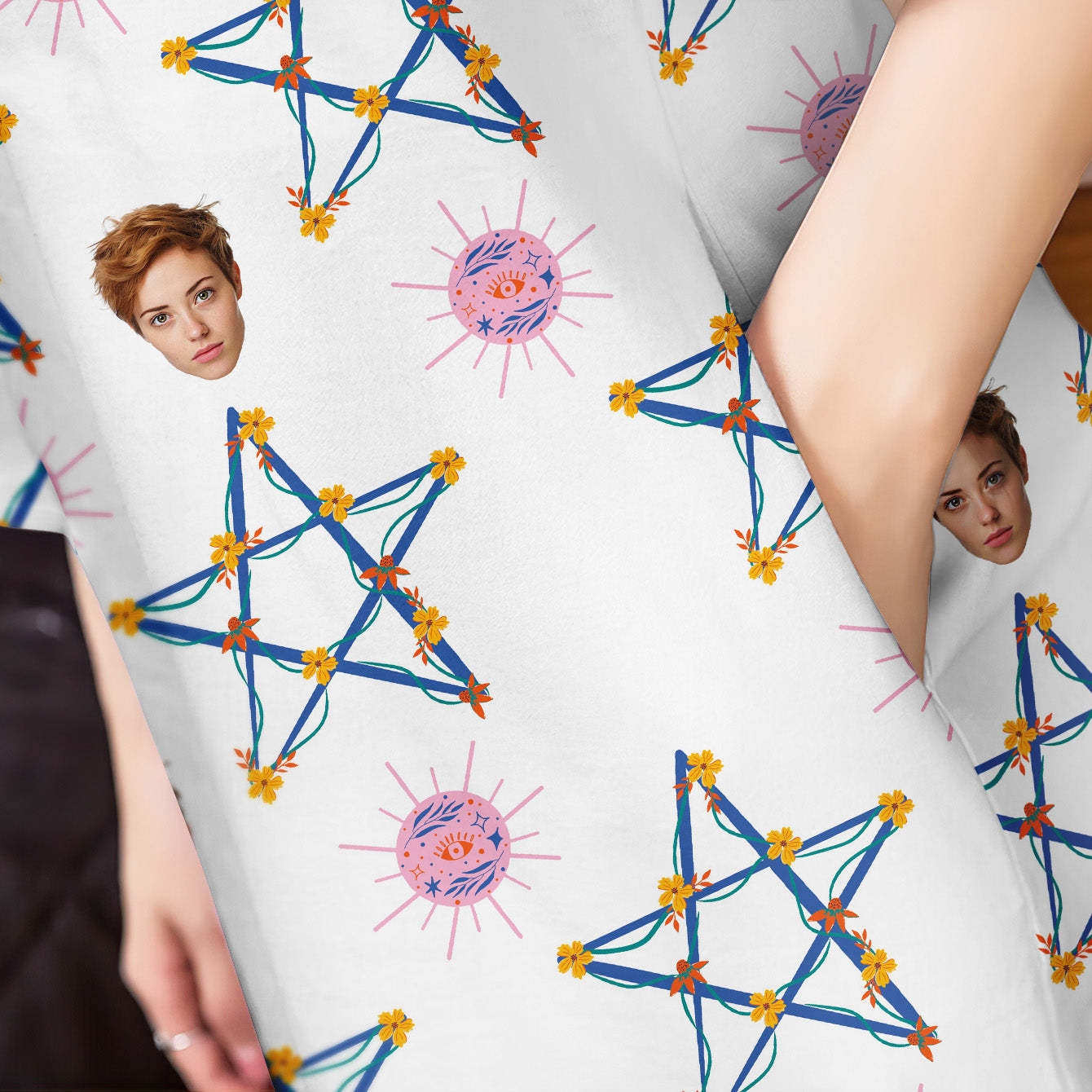 Custom Face Nightdress Personalized Women's Oversized Nightshirt Star Gift For Her - auphotoblanket