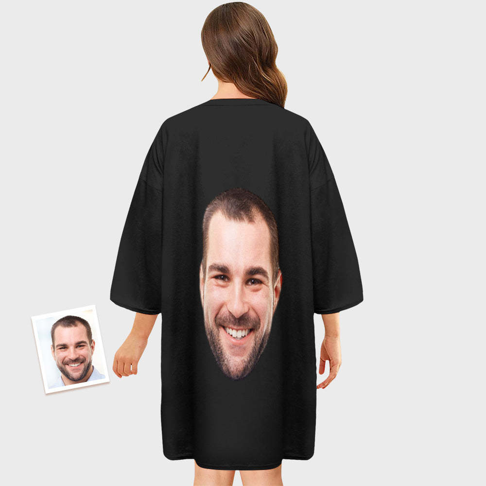Funny Custom Photo Face Nightdress Personalised Women's Oversized Colorful Nightshirt Gifts For Her - auphotoblanket