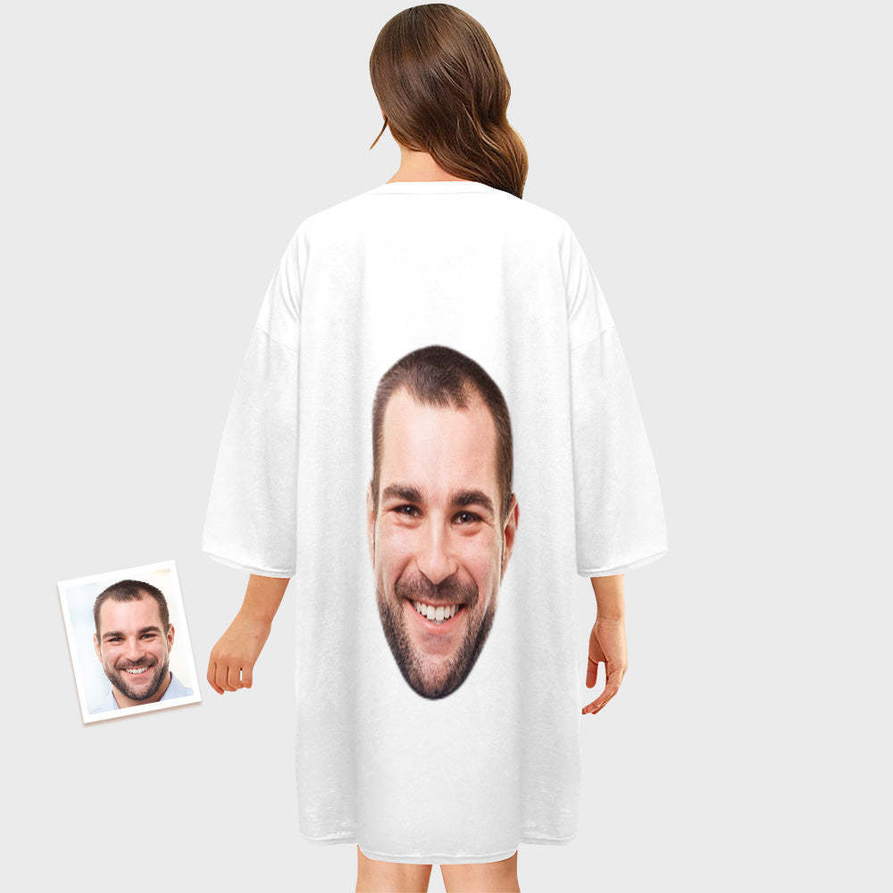 Funny Custom Photo Face Nightdress Personalised Women's Oversized Colorful Nightshirt Gifts For Her - auphotoblanket