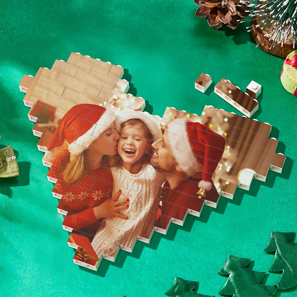 Christmas Gifts Custom Building Brick Personalised Photo Block Heart Shape
