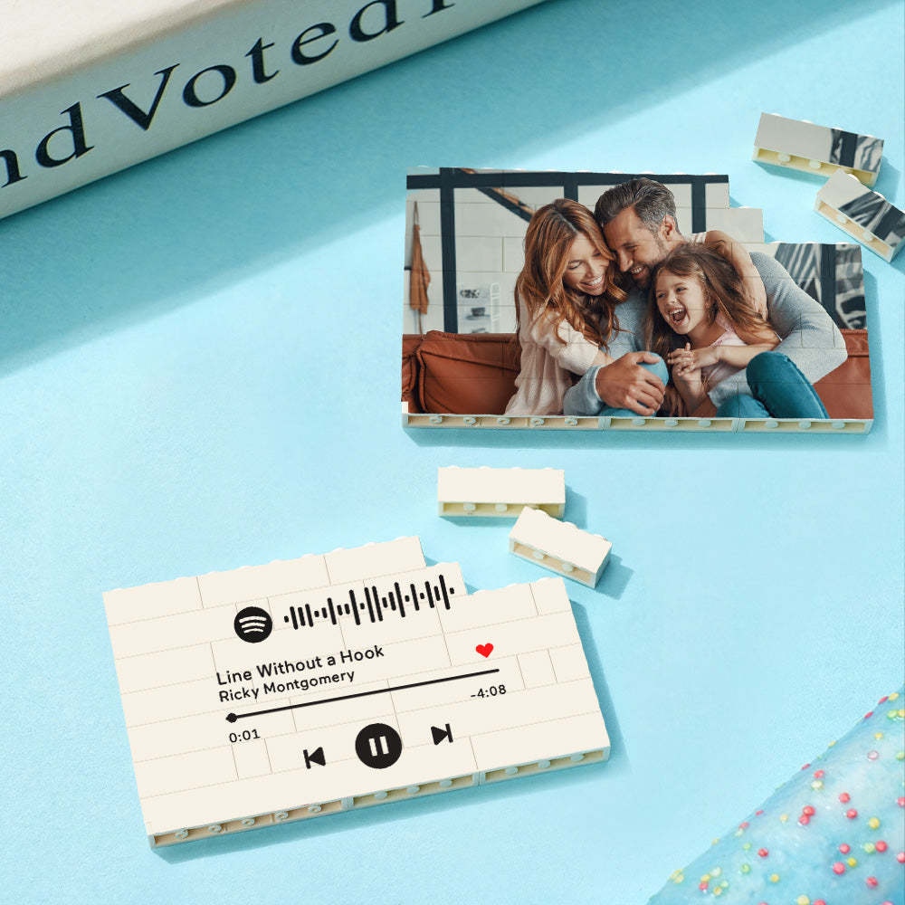 Spotify Code Personalized Building Brick Photo Block Frame - auphotoblanket