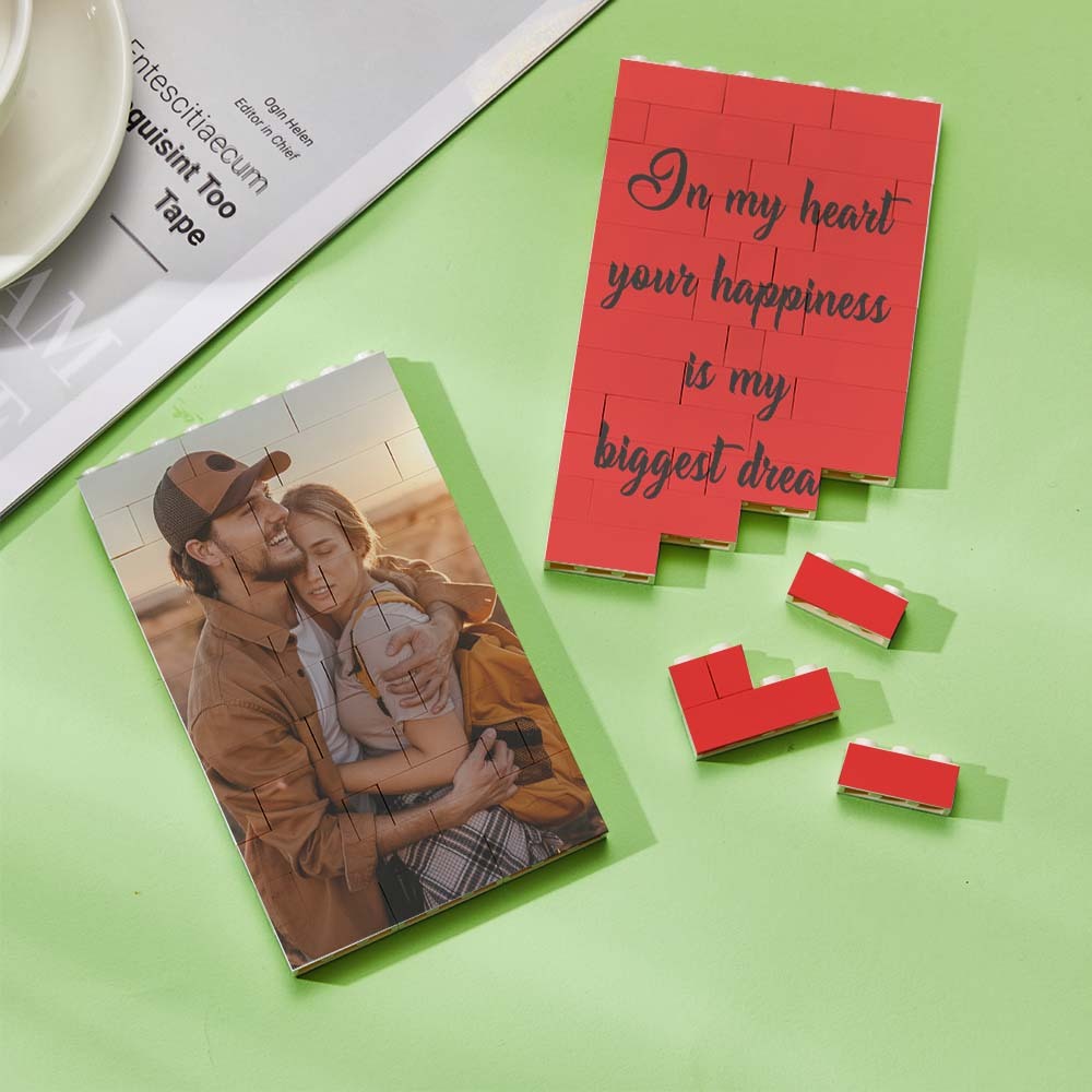 Personalized Brick Rectangle Building Photo Block Music Code Custom Text Frame Valentine's Day Gifts - auphotoblanket