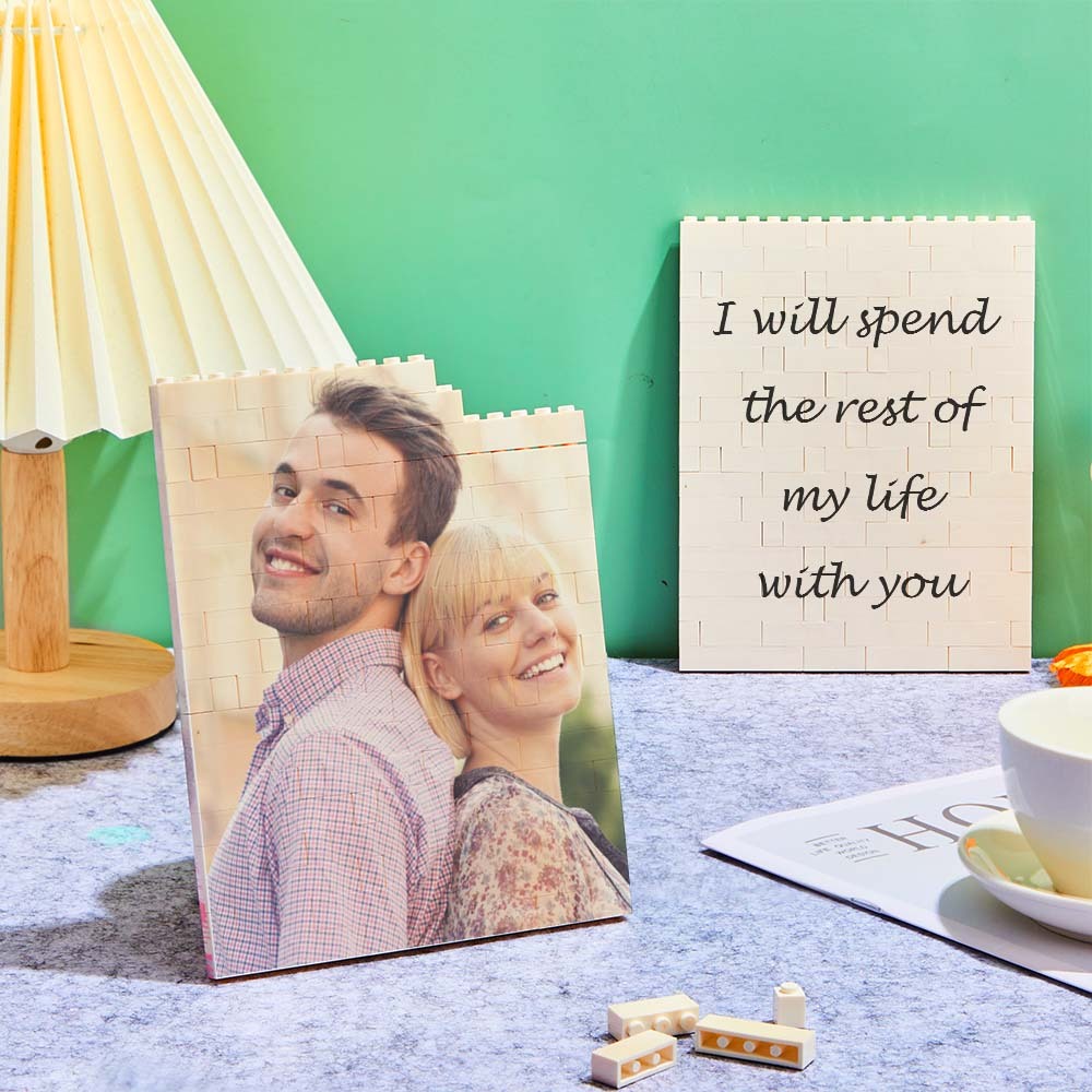 Personalized Brick Rectangle Building Photo Block Music Code Custom Text Frame - auphotoblanket