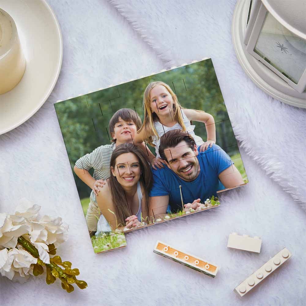 Personalized Building Brick Square Photo Block Music Code Custom Text Frame - auphotoblanket