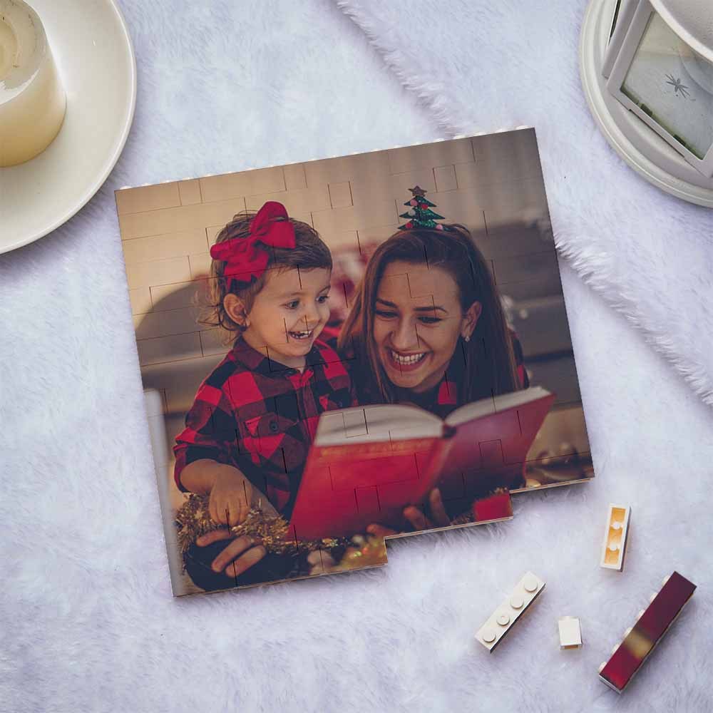 Personalized Photo Building Brick Square Photo Block Music Code Custom Text Frame Valentine's Day Gifts - auphotoblanket
