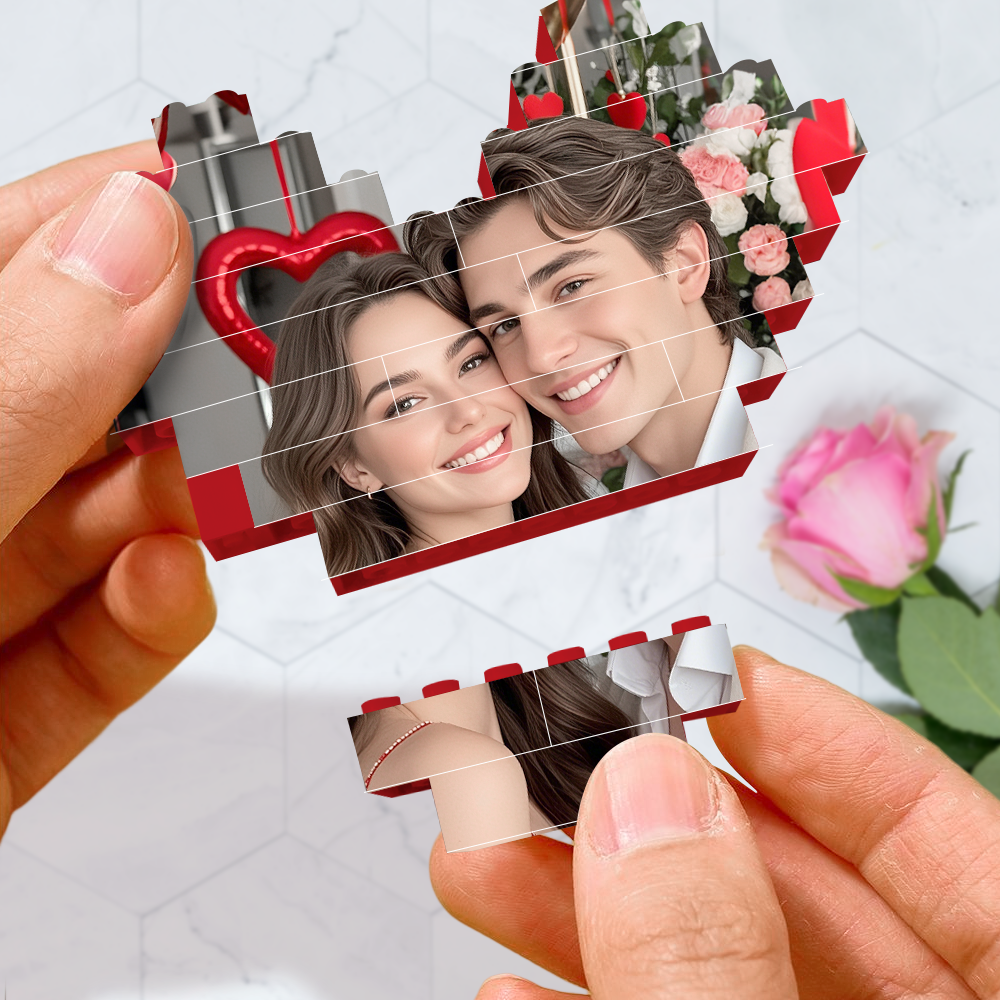 Valentine's Day Gifts Custom Building Brick Photo Block Personalised Love Brick Puzzles Gifts for Lovers - auphotoblanket