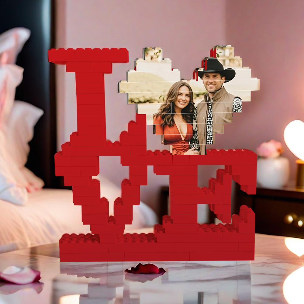 Custom Building Brick Photo Block Personalised Love Brick Puzzles Gifts for Lovers Valentine's Day Gifts - auphotoblanket