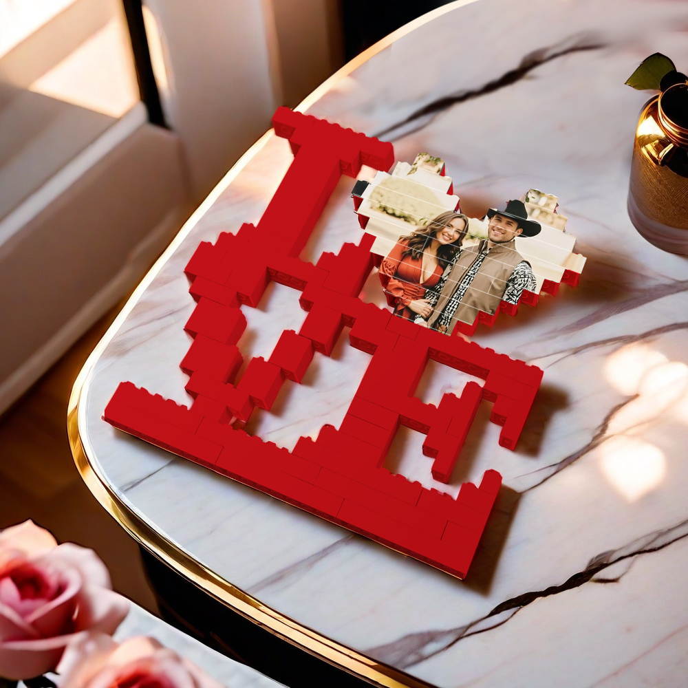 Custom Building Brick Photo Block Personalised Love Brick Puzzles Gifts for Lovers Valentine's Day Gifts - auphotoblanket