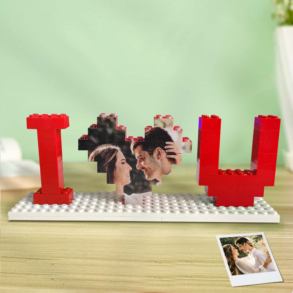 Custom Building Brick Photo Block Personalised I Love You Brick Puzzles Gifts for Lovers - auphotoblanket