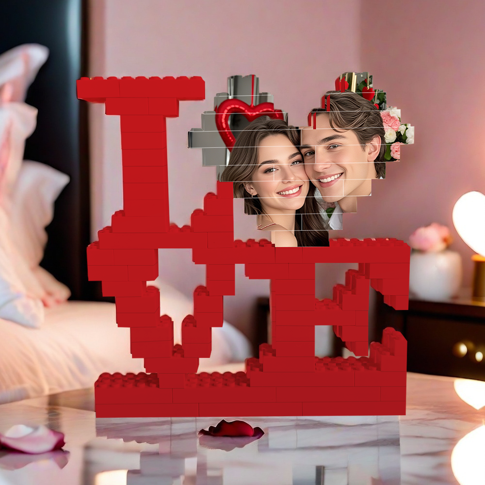 Valentine's Day Gifts Custom Building Brick Photo Block Personalised Love Brick Puzzles Gifts for Lovers - auphotoblanket