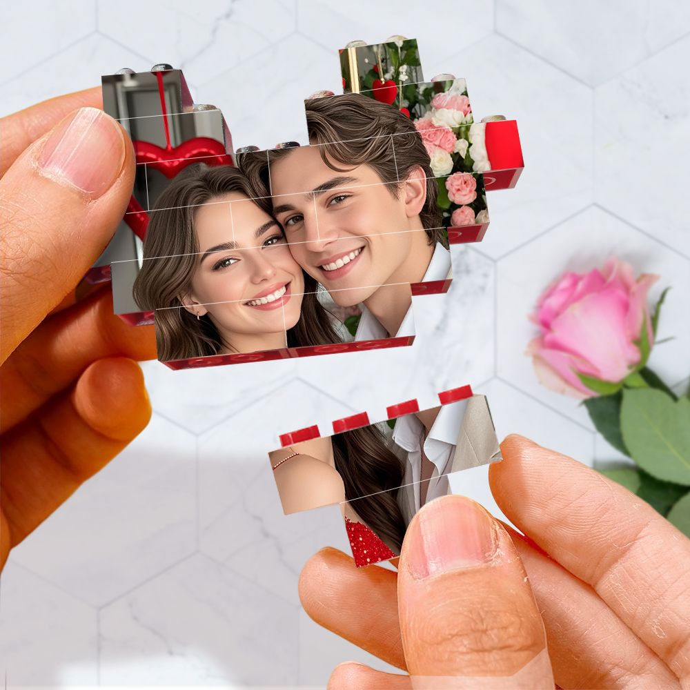 Valentine's Day Gifts Custom Building Brick Photo Block Personalised I Love You Brick Puzzles Gifts for Lover - auphotoblanket
