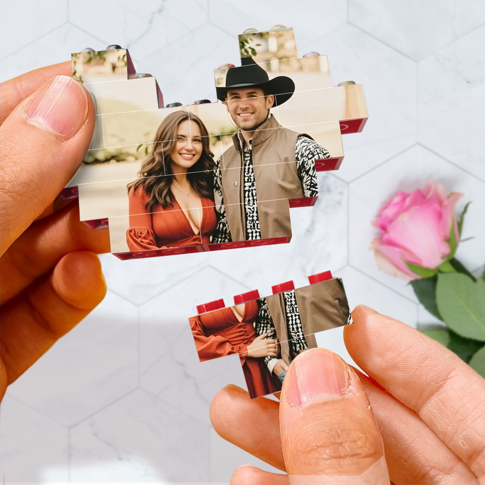 Custom Building Brick Photo Block Personalised I Love You Brick Puzzles Gifts for Valentine's Day - auphotoblanket